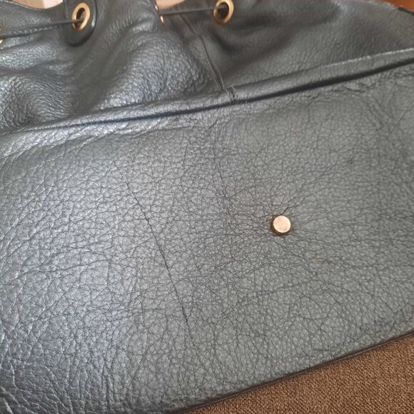 Large Aqua Madonna drawstring leather bag - Picture 10 of 14